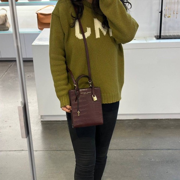 MARC JACOBS Dark Green Croc Embossed Leather Mini Crossbody Micro Tote Bag - Picture 5 of 15